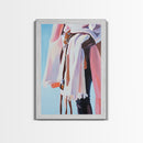 Western Fashion, Cowboy Aesthetic, Rustic Boho Art, Pastel Tones, Modern Western Decor, Framed Canvas Print, Bedroom or Living Room