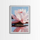 Lotus, Water Lily, Tranquil Nature Art, Framed Canvas Print, Zen Floral Wall Decor, Soft Pastel Painting, Botanical Art, Spa Wall Art
