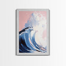 Surf Wave Art, Coastal Wall Decor, Abstract Ocean Painting, Large Modern Seascape, Framed Canvas Print, Nautical Themed Wall Art