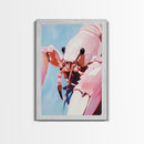 Pink Lobster Art, Coastal Kitchen Decor, Abstract Seafood Illustration, Nautical Wall Print, Framed Canvas Print, Dining Room Wall Art