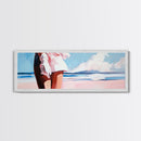 Ocean Breeze, White Dress, Canvas Print, Beach Wall Art, Minimalist Art, Relaxing Home Decor, Blue Sky Painting, Modern Wall Art