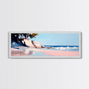 Cliffs, Waves, Pink Sand, Framed Canvas Print, Seascape Wall Art, Coastal Home Decor, Ocean Scene, Pastel Aesthetic, Relaxing Landscape