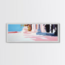 Mediterranean Villa, Sunlit Terrace, Minimalist Landscape, Canvas Print, Living Room Wall Art, Soft Pastels, Modern Architecture Decor