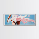 Flowing Dress, Windy Beach, Feminine Wall Art, Soft Pink Aesthetic, Summer Vibes, Framed Canvas Print, Living Room Art, Coastal Elegance