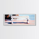 White Bench, Beach Art, Coastal Wall Decor, Minimalist Painting, Serene Landscape, Relaxing Art, Living Room, Canvas Print