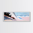 Ocean Breeze, Cliffside Waves, Coastal Landscape, Living Room Art, Nautical Decor, Minimalist Aesthetic, Framed Canvas Print, Blue Hues