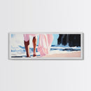 Ocean Waves, Feminine Beach Art, Coastal Minimalist Decor, Framed Canvas Print, Soft Pastel Seaside Art, Nautical Living Room Wall Art
