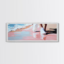 Beach Walk, Coastal Serenity, Minimalist Seaside Decor, Framed Canvas Print, Ocean Aesthetic, Relaxing Artwork, Living Room Wall Art