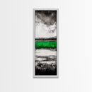 Green Lake, Moody Sky, Reflection, Framed Canvas Print, Minimalist Landscape, Monochrome Art, Office Decor, Nature Inspired Wall Art