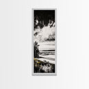 Coastal Serenity, Black White Landscape, Ocean Horizon Art, Minimalist Beach Scene, Modern Home Decor, Framed Canvas Print