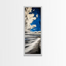 Dramatic Sky, Ocean Shore, Coastal Art, Blue Hues, Framed Canvas Print, Seascape Wall Art, Nautical Home Decor, Living Room Statement Art