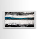 Moody Seascape, Minimalist Painting, Black and White Ocean, Framed Canvas Print, Contemporary Wall Art, Modern Coastal Home Decor