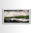 Abstract Expressionism, Black White Green, Dramatic Landscape, Framed Canvas Print, Modern Wall Art, Statement Artwork, Living Room Decor