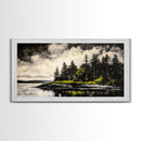 Island Escape, Black and White Landscape, Coastal Home Decor, Framed Canvas Print, Nature Wall Art, Cabin Living Art