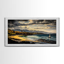 Sailboat, Coastal Sunset, Dramatic Sky, Framed Canvas Print, Nautical Wall Art, Beach House Decor, Ocean Lover Gift, Living Room Art