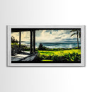 Tropical Beach View, Ocean Canvas Print, Relaxing Coastal Painting, Serene Landscape Wall Art, Living Room Decor, Framed Canvas Print