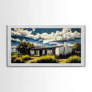 Rustic Desert House, Southwest Wall Art, Western Home Decor, Texas Ranch Art, Adobe House Painting, Earthy Boho Art, Framed Canvas Print