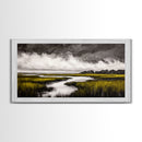 Marshland, Scenic, Natural, Canvas Print, Tranquil River Painting, Serene Landscape Wall Art, Nature Home Decor, Country House Artwork