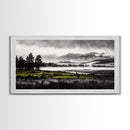 Foggy Forest, Mountain Landscape, Monochrome Wall Art, Framed Canvas Print, Modern Home Decor, Living Room Artwork, Nature Print