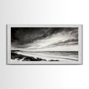 Coastal Storm, Dramatic Beach Scene, Black and White Seascape, Modern Coastal Art, Neutral Wall Decor, Canvas Print, Living Room Art