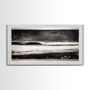 Stormy Ocean Wave, Black and White Seascape, Coastal Wall Art, Nautical Decor, Minimalist Artwork, Beach House Vibes, Framed Canvas Print