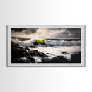 Stormy Sea, Coastal Waves, Nature Painting, Dramatic Seascape, Beach House Art, Framed Canvas Print, Living Room Decor, Ocean Landscape