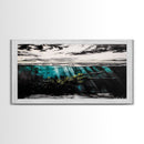 Underwater View, Ocean Depths, Abstract Seascape, Coastal Home Decor, Blue Water Art, Framed Canvas Print, Living Room Wall Art, Unique Art