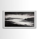 Serene Waters, Mountain Lake, Foggy Landscape, Canvas Print, Black and White Art, Minimalist Home Decor, Rustic Cabin Wall Art, Office Art