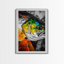 Vibrant Fish Art, Abstract Ocean Decor, Blue Yellow Green, Coastal Wall Art, Nautical Home Decor, Beach House Art, Framed Canvas Print