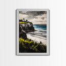 Cliffside View Landscape, Coastal Serenity, Seaside Painting, Nautical Wall Art, Nature Lovers Gift, Relaxing Decor, Framed Canvas Print