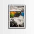 Abstract Ocean, Colorful Waves, Modern Seascape, Framed Canvas Print, Coastal Wall Art, Beach House Decor, Large Wall Art, Sunset Painting
