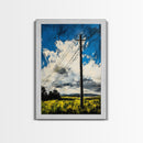 Power Lines, Rural Landscape, Country Wall Art, Modern Farmhouse Decor, Yellow Field Canvas Print, Minimalist Wall Art, Office Wall Decor