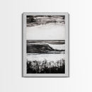 Black White Waves, Ocean Wall Art, Minimalist Coastal, Framed Canvas Print, Beach House Decor, Monochrome Seascape, Surfer Gift