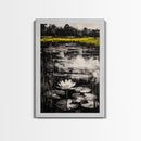 Water Lily, Tranquil Pond Scene, Zen Nature Decor, Floral Botanical Print, Relaxing Bedroom Wall Art, Framed Canvas Print
