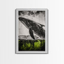 Humpback Whale, Ocean Wall Art, Framed Canvas Print, Black and White Art, Nautical Decor, Beach House Art, Coastal Wall Art