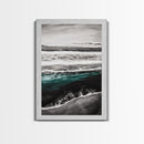 Monochrome Ocean Print, Coastal Wave Seascape, Nautical Wall Decor, Black and White Wall Art, Beach House Art, Framed Canvas Print