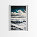 Ocean Wave Art, Seascape Print, Coastal Wall Decor, Seaside Art, Nautical Home Aesthetic, Beach House Wall Print, Framed Canvas Print