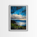 Mountain Lake Art, Nature Print, Landscape Decor, Tranquil Water View, Living Room Wall Art, Cabin Aesthetic, Framed Canvas Print
