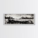 Driftwood Beach, Coastal Landscape, Framed Canvas Print, Black and White Wall Art, Nature Photography Style, Serene Home Decor, Bedroom Art