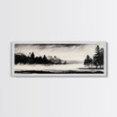 Foggy Forest, Minimalist Landscape, Nature Lover Wall Art, Framed Canvas Print, Calm and Serene Decor, Woodland Theme, Cozy Home Art