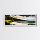 Coastal Landscape, Blue and Green Seascape, Beach Wall Art, Modern Wall Decor, Office Wall Art, Framed Canvas Print, Large Canvas Art