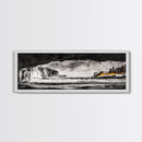 Frozen Cave, Monochrome Landscape, Framed Canvas Print, Winter Wall Art, Dramatic Nature Scene, Home Office Decor, Unique Black and White Art
