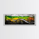 Abstract Snake, Vibrant Reptile Art, Jungle Theme, Wildlife Painting, Green and Yellow, Bold Nature Print, Framed Canvas Print
