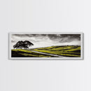 Rolling Hills, Nature Wall Art, Country Landscape Painting, Warm Autumn Tones, Rustic Home Decor, Framed Canvas Print, Living Room
