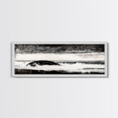Ocean Wave, Moody Seascape, Black and White Art, Framed Canvas Print, Stormy Water, Coastal Home Decor, Nautical Wall Art, Large Statement Piece