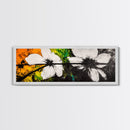 Floral Art, Black and White Flowers, Modern Botanical Art, Framed Canvas Print, Minimalist Wall Art, Bedroom Decor