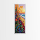 Grass Ocean, Sunset Breeze, Lush coastal grassscape Canvas Print, warm sunset beach art, spa or reading nook boho wall decor