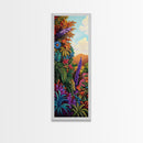 Vibrant Tropical, Jungle Art – Framed Canvas Print, tropical rainforest painting, bold wall decor, boho living room wall art, botanical vibe