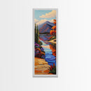 Scenic, Autumn, River, Tranquility, Framed Canvas Print with colorful fall reflections, rustic country wall art, cabin art,  office decor