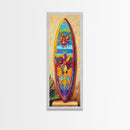 Surfboard, Floral, Bright, Tropical - Canvas Print, Surfboard Wall Art, Beach House Decor, Tropical Living Room Accent, Summer Art Print